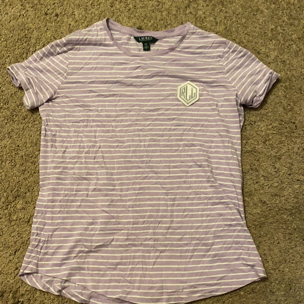 Women’s lavender striped Ralph Lauren Polo T-shirt